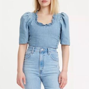 Levi's Women’s Louise Puff Sleeve Light Blue Denim Blouse